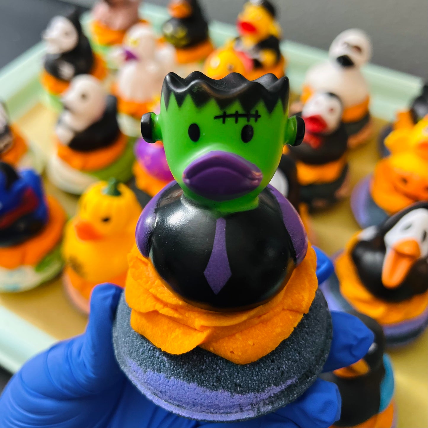 Halloween Duckie Bath Bomb with Bubble Bath Top